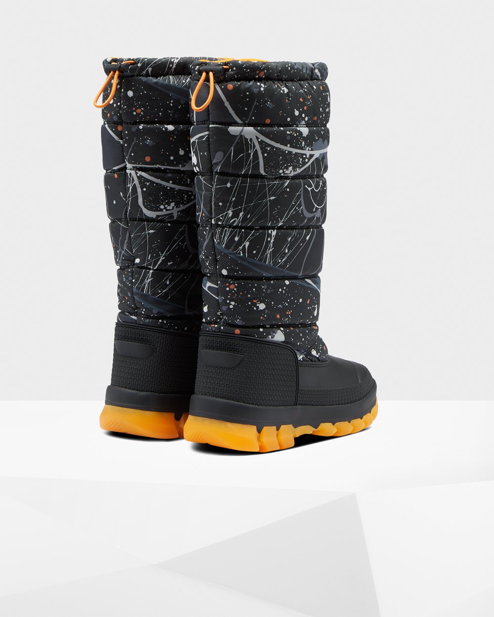 Snow Boots Dames - Hunter Original Printed Insulated Tall - Grijs Zwart - 67TLXNHJI